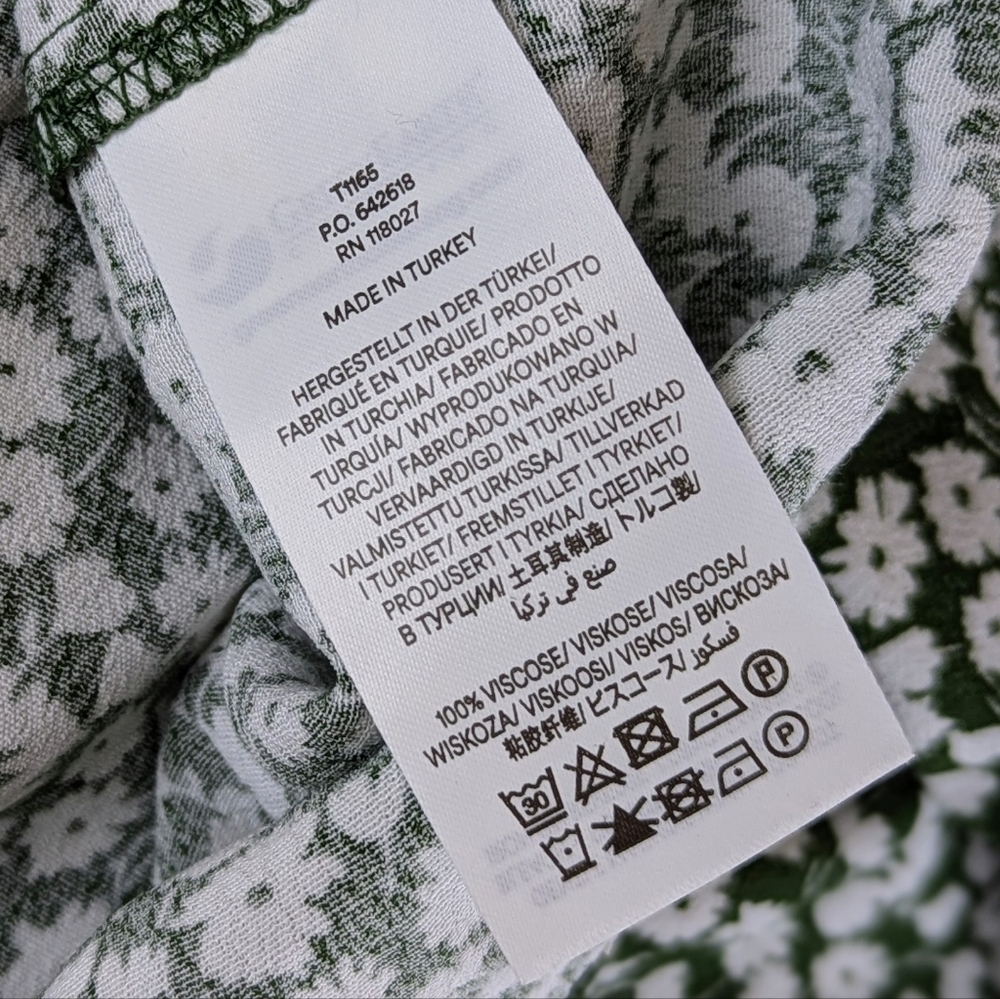 Boden Top Sweetheart Neckline Long Blouson Sleeve Tulip Sprig Print Green 6 NWT - Picture 10 of 14
